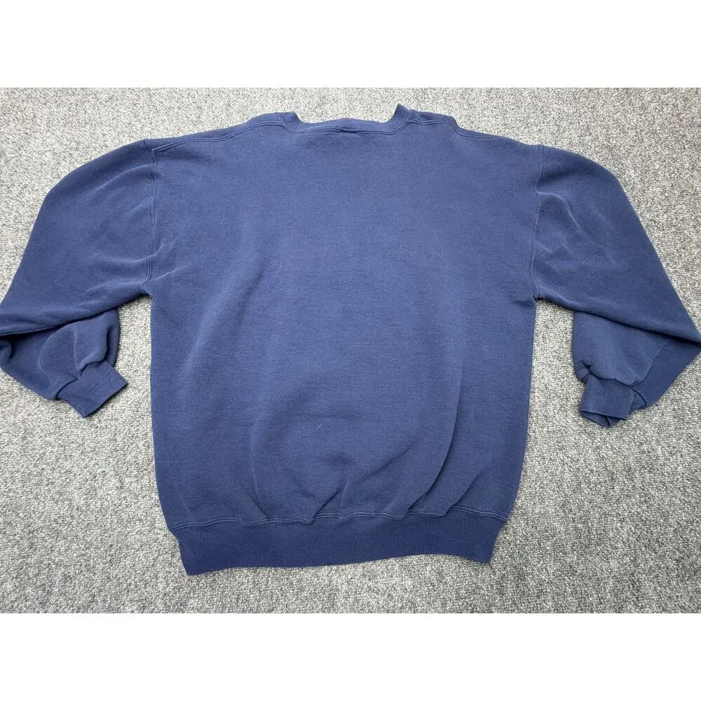 Vintage Russell Athletic Sweatshirt Mens XXL Navy Made USA Spellout Crewneck
